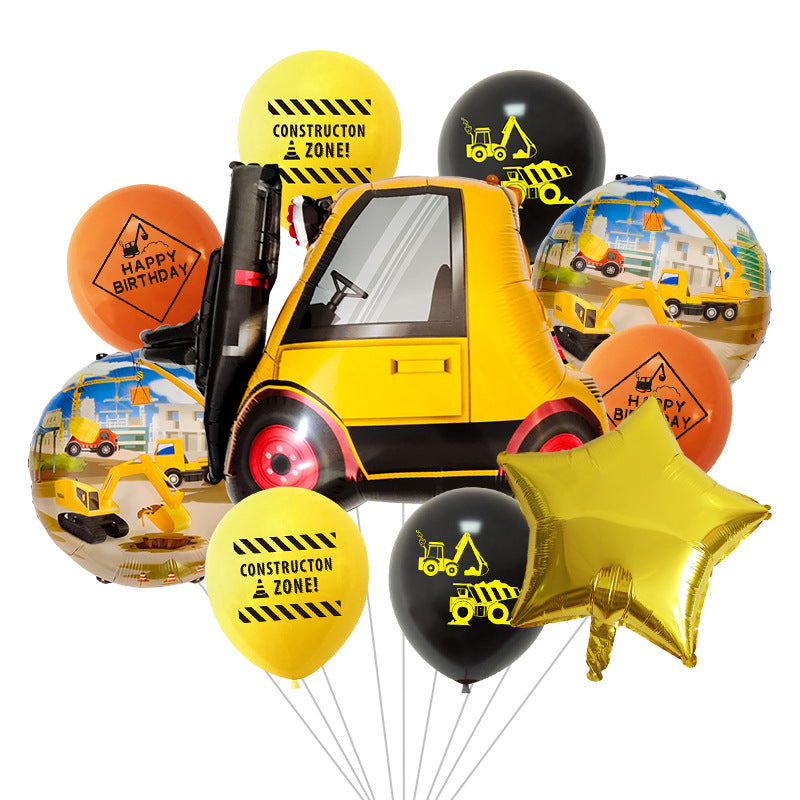 Excavator Foil Balloon Construction Party Decoration Set 10