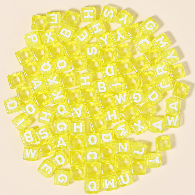 100pcs 6mm Square Acrylic Letters Beads Colorful DIY Accessories 13