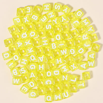 100pcs 6mm Square Acrylic Letters Beads Colorful DIY Accessories 13