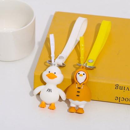Cartoon Duck Silicone Bead Keychain Cute Soft Rubber Charm 2