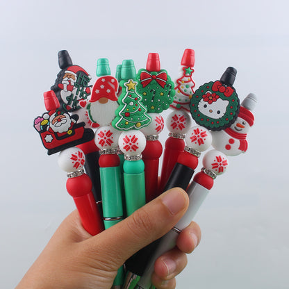 Christmas Silicone Beaded Pens Santa Claus Snowman Tree Holiday Gift 4
