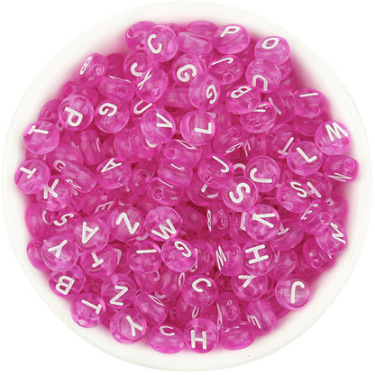 100pcs Letter Acrylic Beads Transparent Candy Color DIY Bracelet Making 15