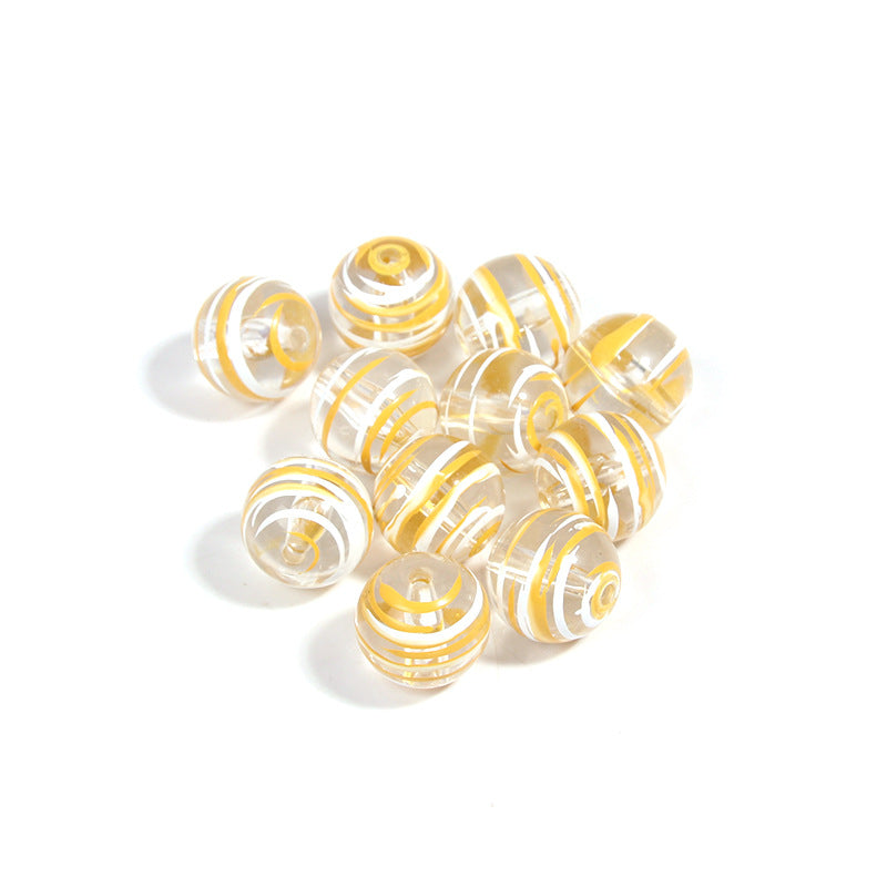 10pcs 16mm Striped Round Acrylic Beads for Jewelry Making 11