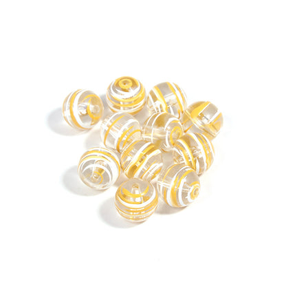10pcs 16mm Striped Round Acrylic Beads for Jewelry Making 11