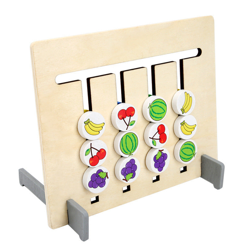 Wooden Montessori Toys Double-Sided Fruit Animal Matching Board