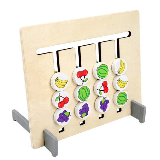 Wooden Montessori Toys Double-Sided Fruit Animal Matching Board