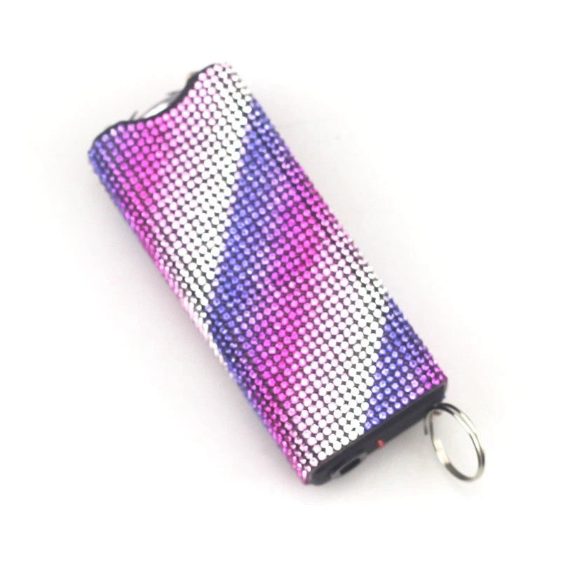 Self Defense Rhinestone Flashlight Electric Shock Keychain 15