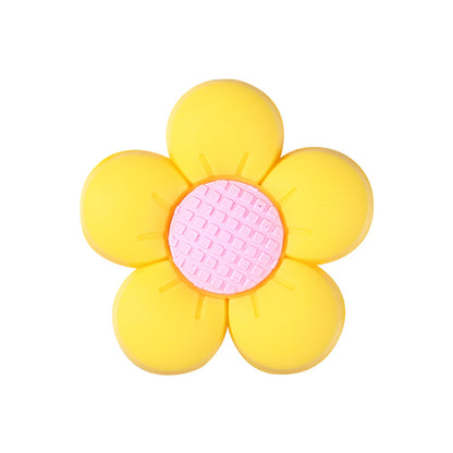 Silicone Focal Beads Flower Children Smiling Face with Rose Red Flower 9