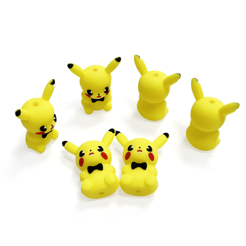 3D Silicone Focal Beads Yellow Mouse Round Cheeks Lightning Tail Bow Tie 2
