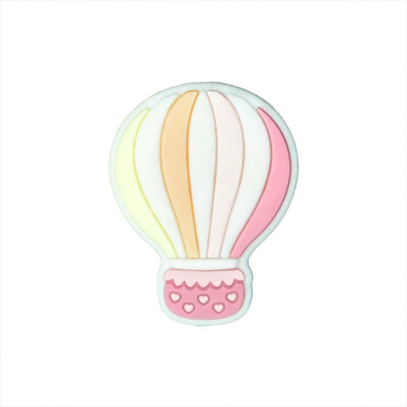 20pcs Silicone Focal Beads Hot Air Balloon Striped Design 10