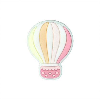 20pcs Silicone Focal Beads Hot Air Balloon Striped Design 10