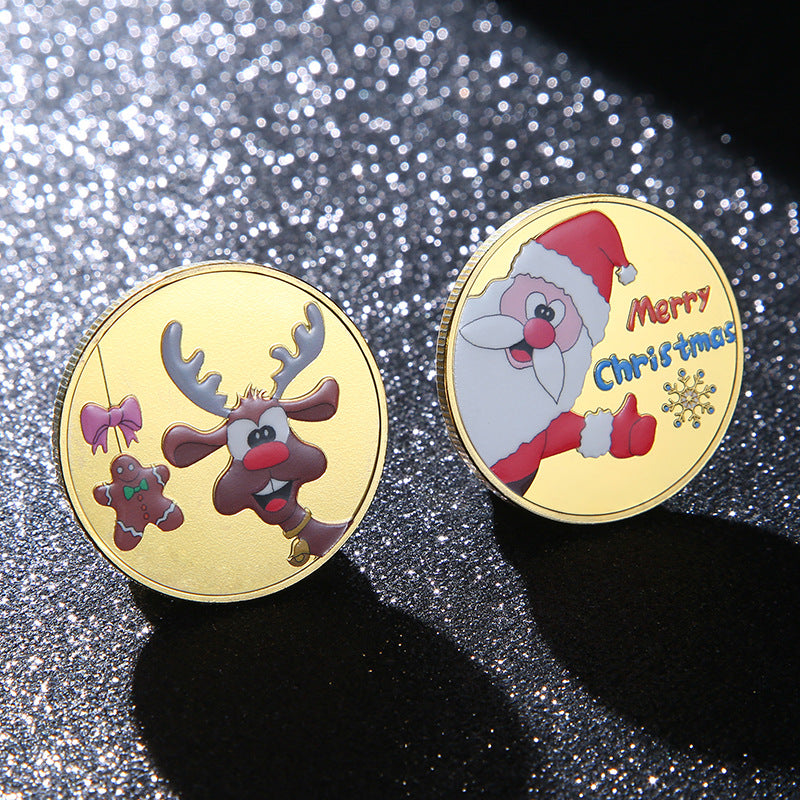 Christmas Santa Claus and Elk Novelty Coin Holiday Gift 3