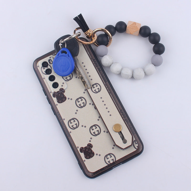 Leather PU Tassel Silicone Bead Wristlet Keychain Small Size 3