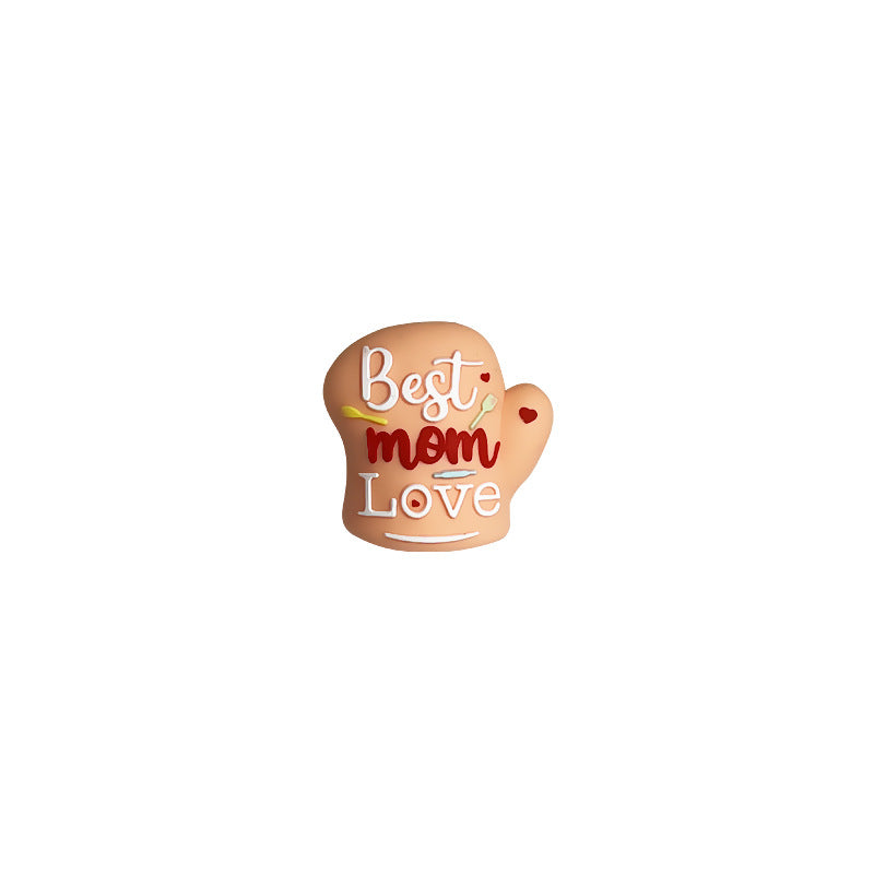 20Pcs Silicone 3D Focal Beads Mother Day Gloves Best Mom Love Print 9