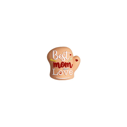 20Pcs Silicone 3D Focal Beads Mother Day Gloves Best Mom Love Print 9
