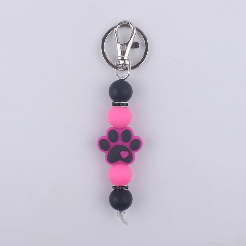 Cartoon Dog Claw Silicone Bead Keychain Charm with Lobster Clasp 11