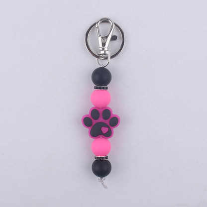 Cartoon Dog Claw Silicone Bead Keychain Charm with Lobster Clasp 11