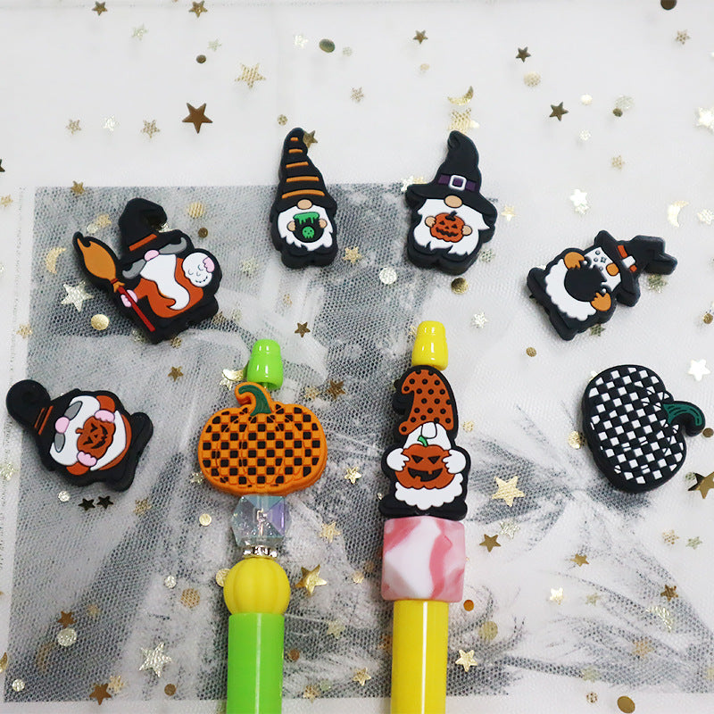 20Pcs Silicone Focal Beads Halloween Dwarf Pumpkin Holding Pumpkin 2