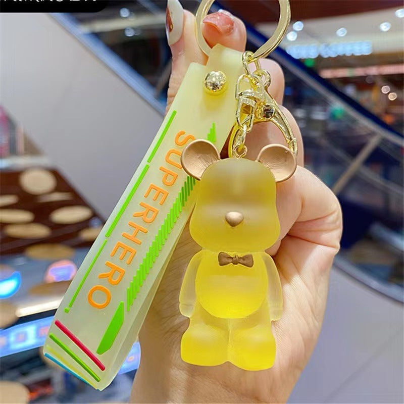 Crystal Bear Silicone Bead Keychain with Bow Tie Charm 6