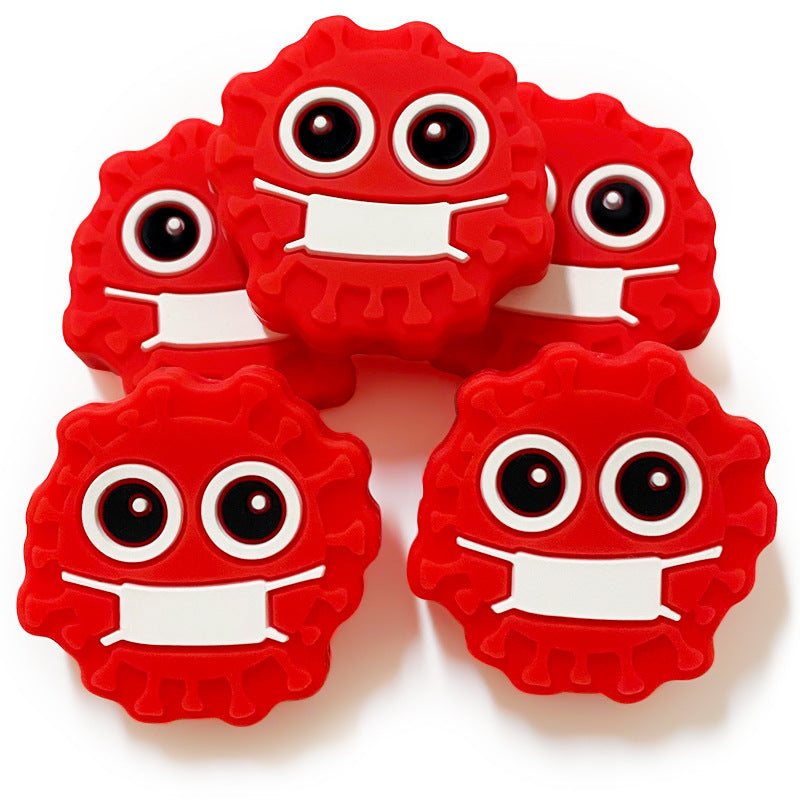 20Pcs Silicone Focal Beads Bacterial Virus Cartoon Face Design 3