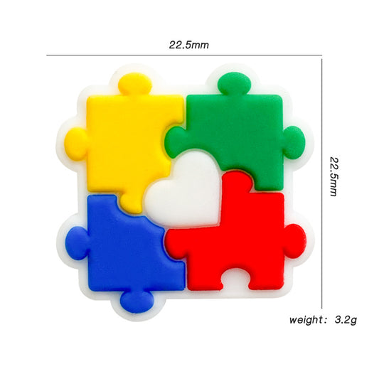 20pcs Silicone Puzzle Focal Beads Heart Cutout Center