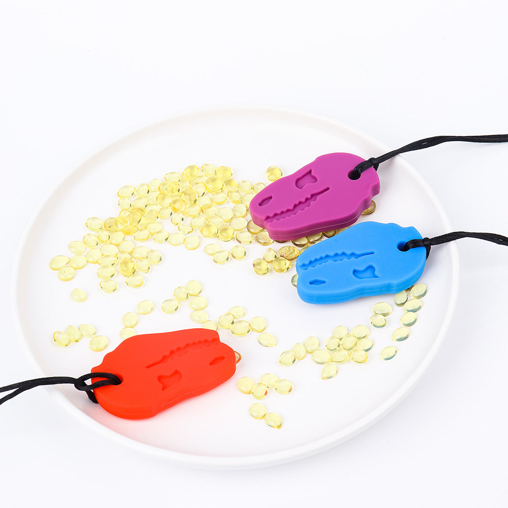 Silicone Dinosaur Head Chew Necklace Sensory Fidget Toy 4