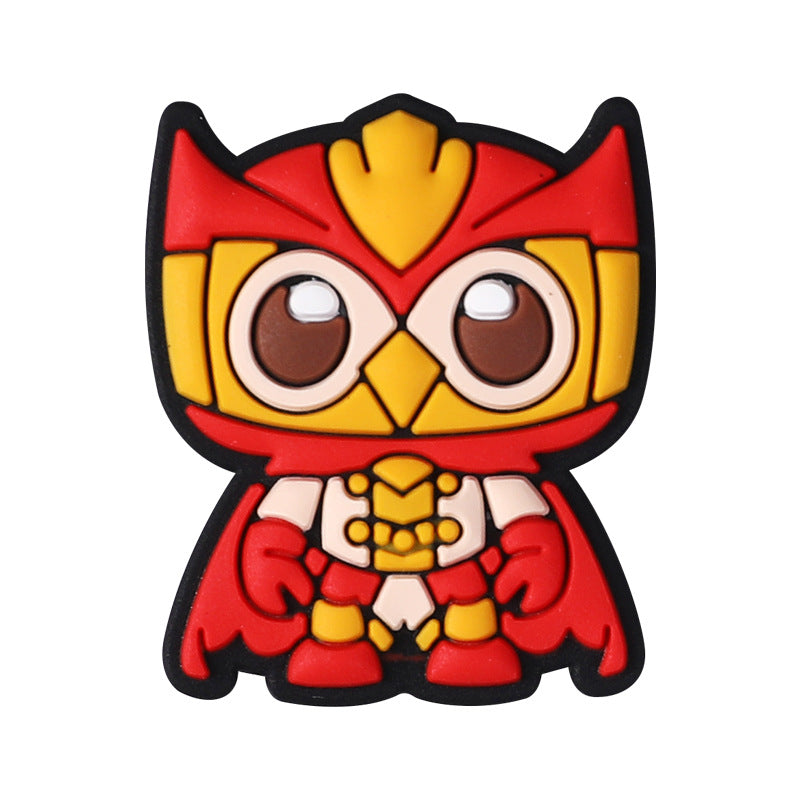 20Pcs Silicone Focal Beads Cartoon Owl Super Hero Front Facing 4