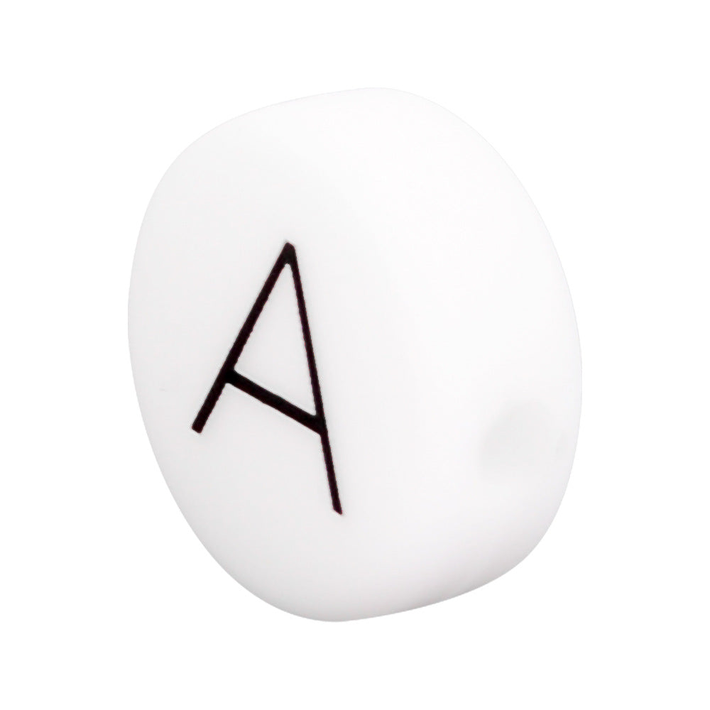 20pcs 12mm Silicone Letter Beads Alphabet Flat Round Single Letter 5