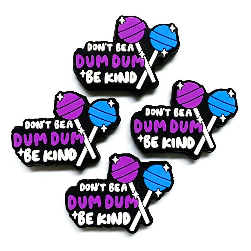 20Pcs Silicone Focal Beads Cartoon Simulation Lollipop With Text Design 3