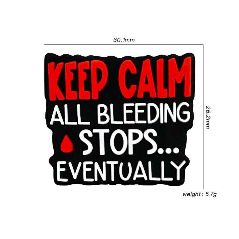20Pcs Silicone Focal Beads Keep Calm Text with Blood Drop Detail 2