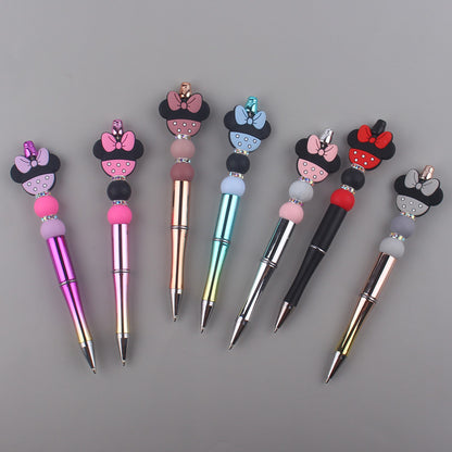 Animal Bow Silicone Beaded Pens Colorful Ballpoint Handmade Gift 2
