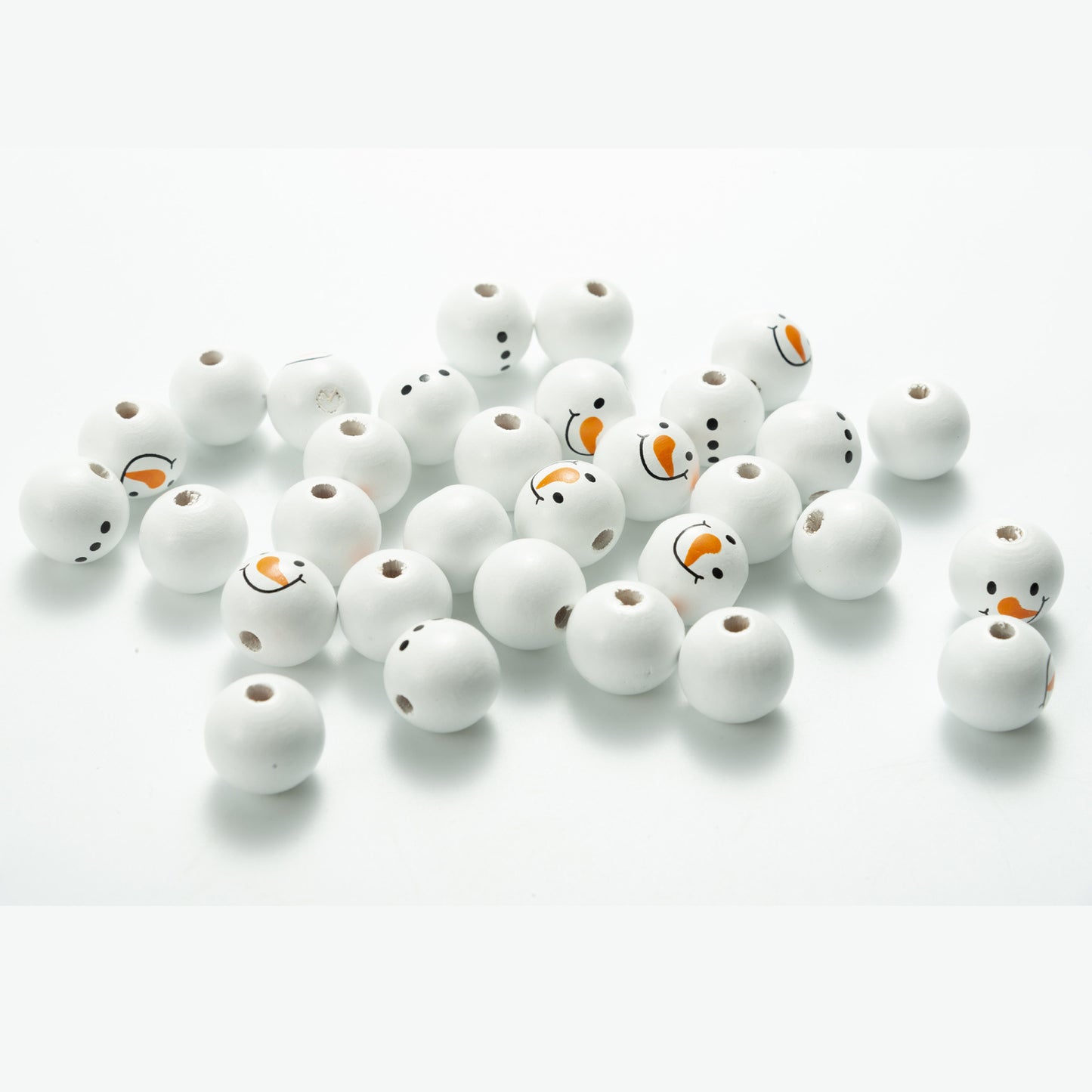 20mm Christmas Snowman Wooden Beads Schima Wood Holiday Craft 3