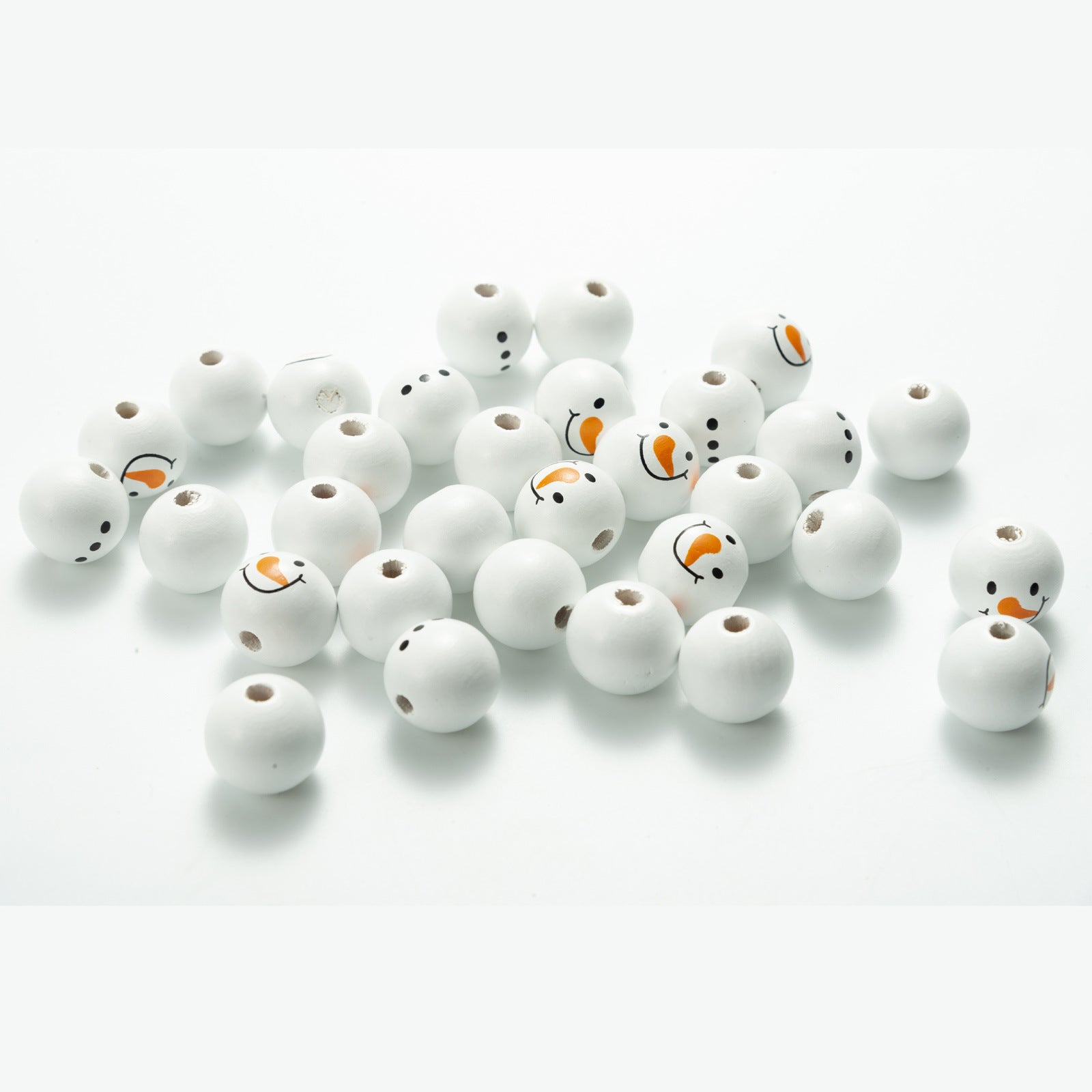 20mm Christmas Snowman Wooden Beads Schima Wood Holiday Craft 3