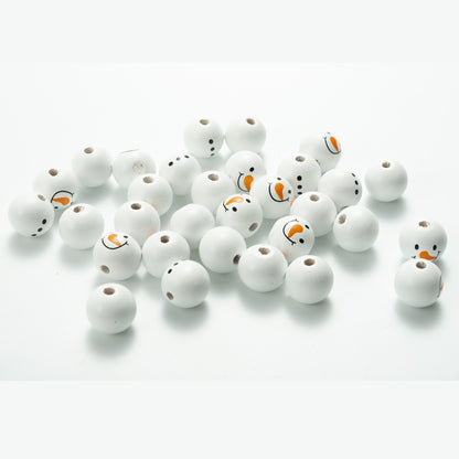 20mm Christmas Snowman Wooden Beads Schima Wood Holiday Craft 3