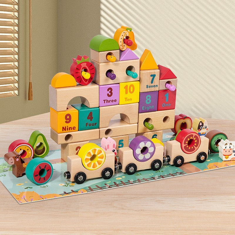Wooden Building Blocks Educational Farm Toy for Kids 2