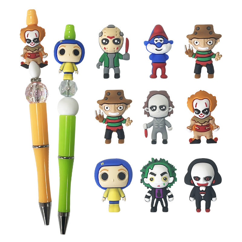 20Pcs Silicone 3D Focal Beads Halloween Cartoon Characters Front Facing