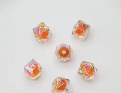 200pcs 16mm Diamond Acrylic Beads Transparent for Jewelry Making 18
