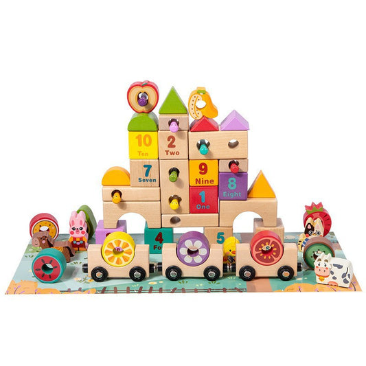 Wooden Building Blocks Educational Farm Toy for Kids