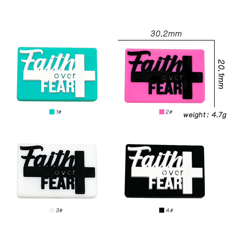 20Pcs Silicone Focal Beads Faith Rectangular Block Shape with Raised Text 3