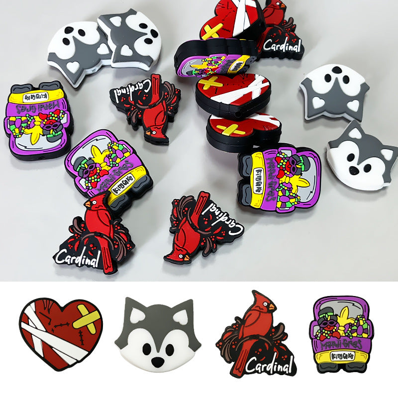 20Pcs Silicone Focal Beads Cartoon Animals Mixed Designs 2