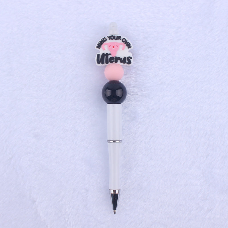 Cartoon Pattern Silicone Beaded Pens Ballpoint Pen DIY Craft Supplies 9