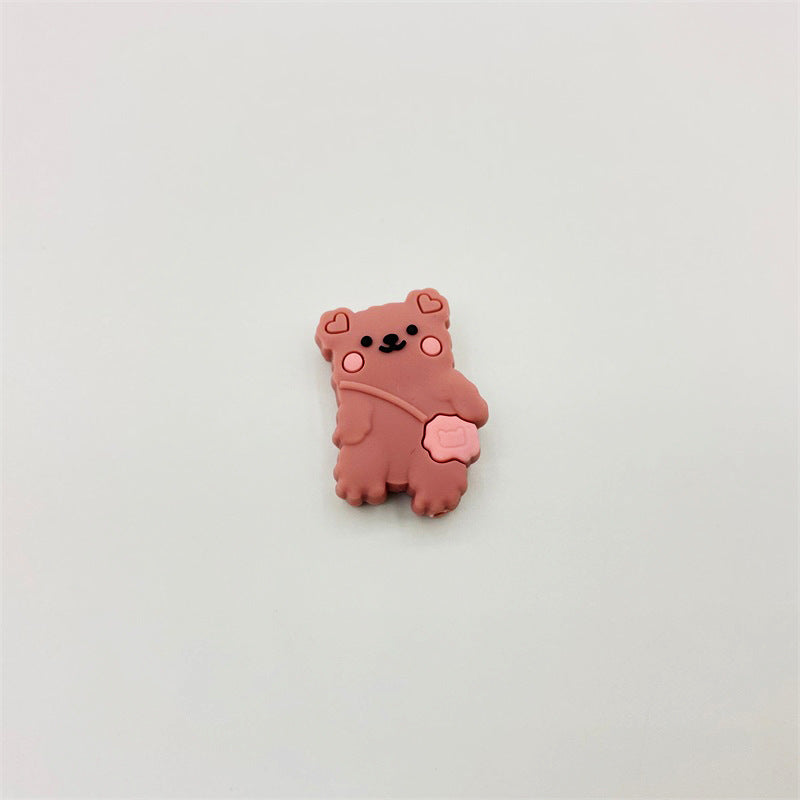 20pcs Silicone Focal Beads Backpack Bear With Heart Pouch 15