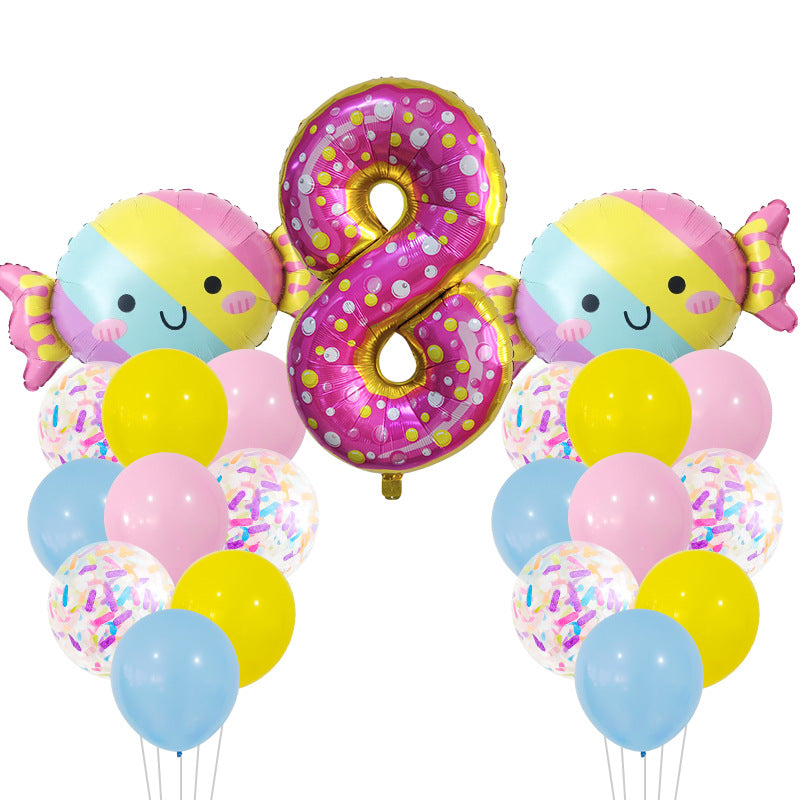 Candy Donuts Foil Balloon Set Party Decoration 1Set 11