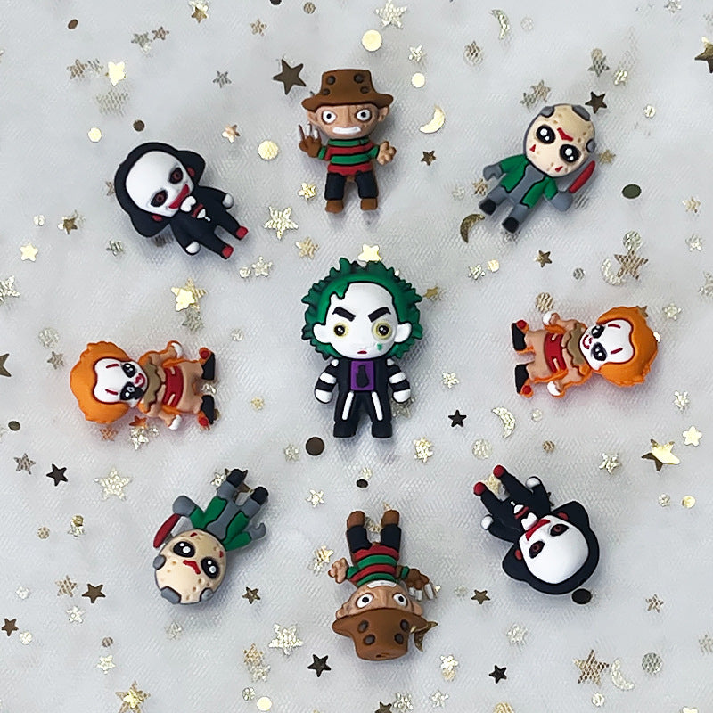 20Pcs Silicone 3D Focal Beads Halloween Cartoon Characters Front Facing 3