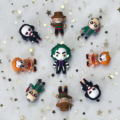 20Pcs Silicone 3D Focal Beads Halloween Cartoon Characters Front Facing 3