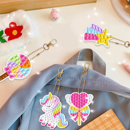 Diamond Painting Kit Make Your Own Gem Keychains Unicorn 15pcs 4