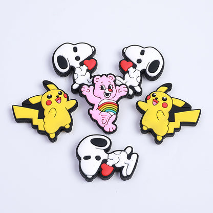 20pcs Silicone Focal Beads White Dog Holding Red Heart 2