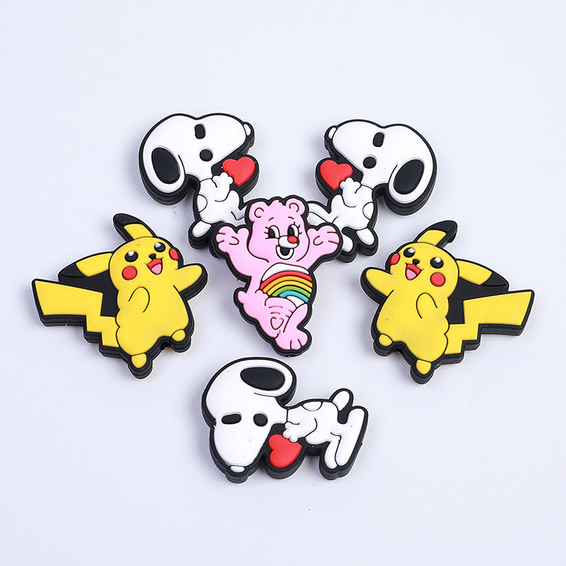 20pcs Silicone Focal Beads White Dog Holding Red Heart 2