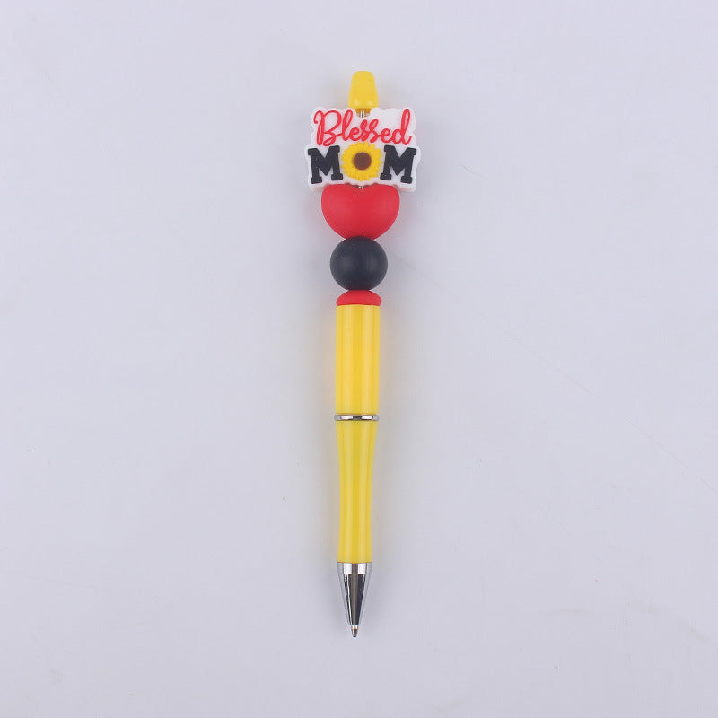 Mom Series Pattern Silicone Beaded Pens Handmade Office School Supplies 7