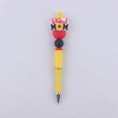 Mom Series Pattern Silicone Beaded Pens Handmade Office School Supplies 7